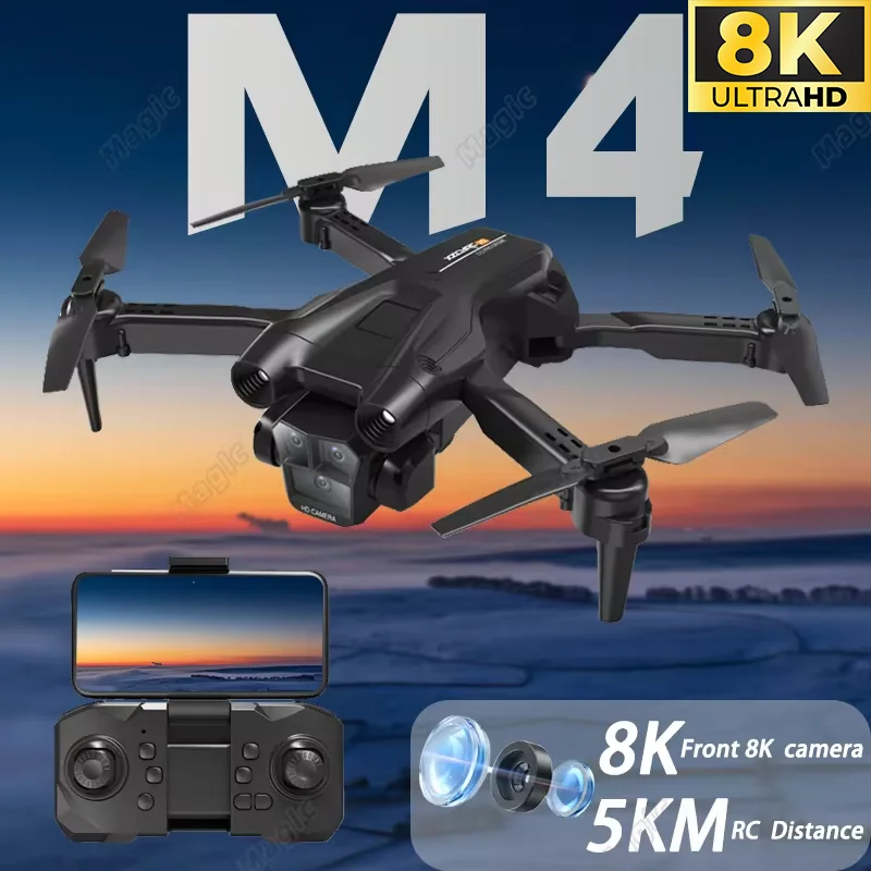 2024 New M4 Professional Drone 8K HD Camera Obstacle Avoidance Wide Angle 360° Optical flow Triple Foldable  RC Helicopter 3000M