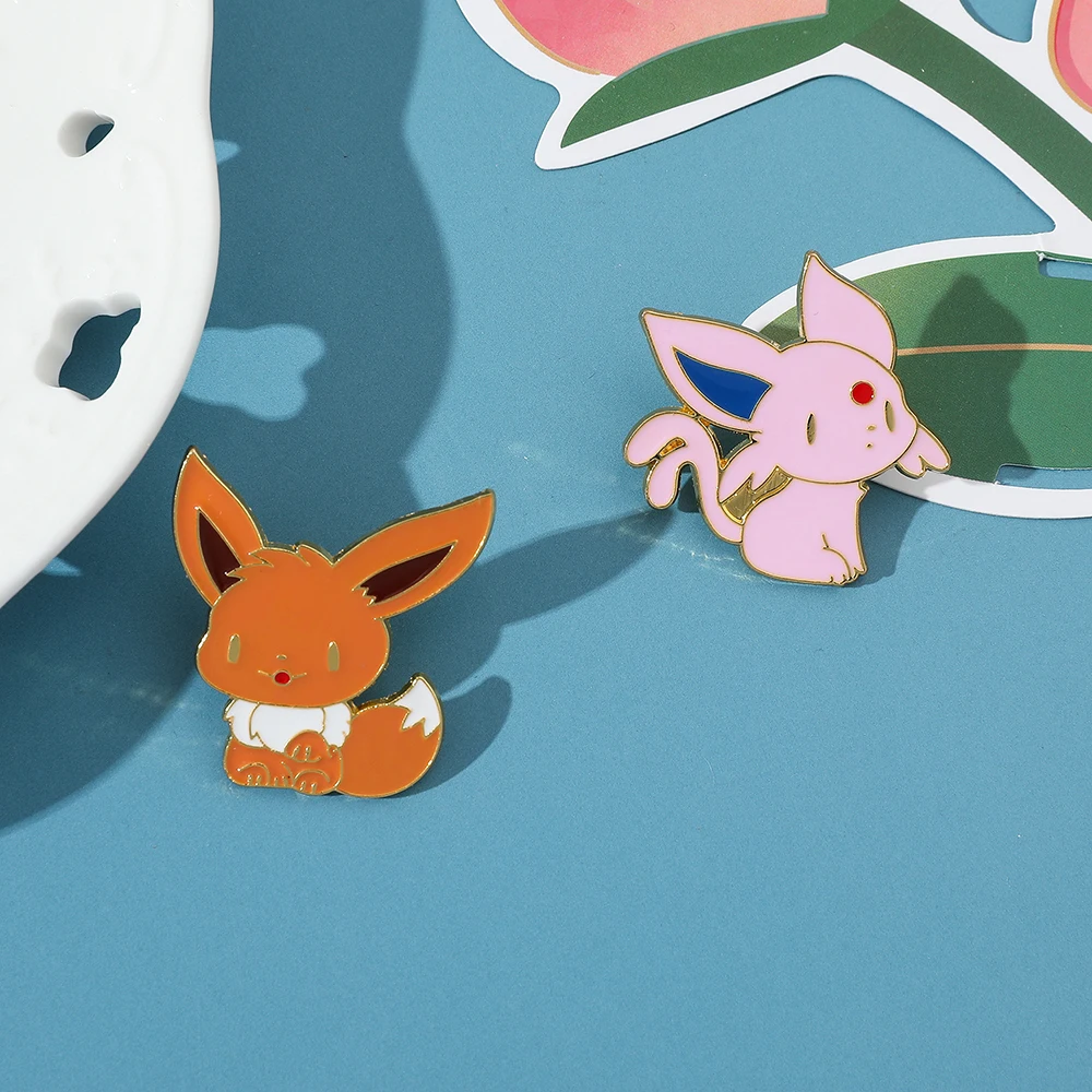 Anime Pokemons Enamel Pin Cartoon Figure Espeon Flareon Eevee Metal Badge Brooch Backpack Clothing Lapel Pin Jewelry Accessories