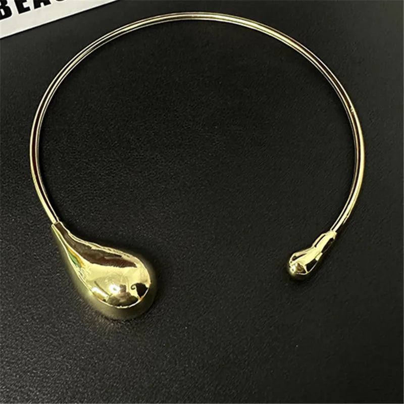 XIALUOKE Irregular Metal Water Drop Torques Choker For Women Europe American Style Personality Cuff Necklace Jewelry Accessories