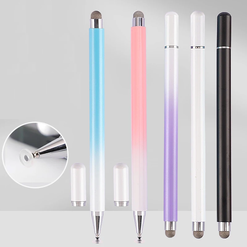 

Universal Tablet Phone Stylus Pen for Android for iPad Pencil Gradient Color Round Tray Double Head Capacitive Pen for Tablet PC