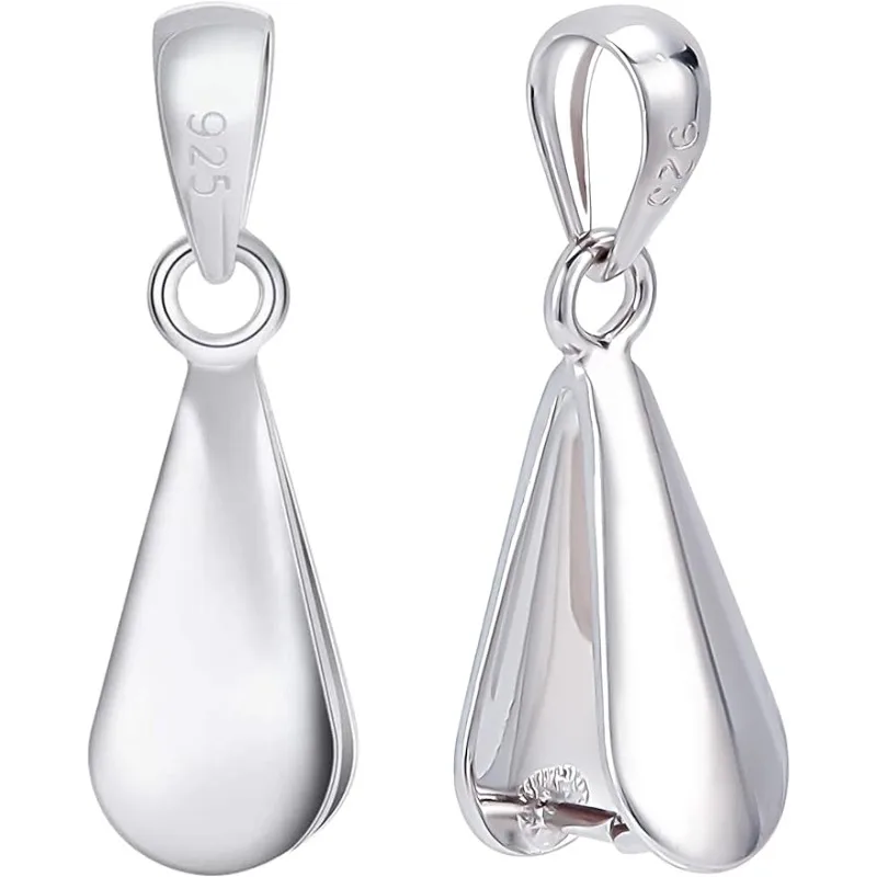 

2 PCS Sterling Silver Ice Pick Pinch Bails Charms Clasps Connectors for DIY Crafting Jewellery Making(18.4x5.2mm)