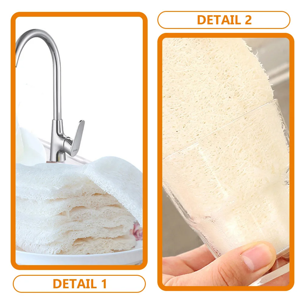 

3Pcs Natural Loofah Sponge Kitchen Dish Scrubber Multipurpose Cleaning Pad Durable Kitchenware Cleaner Absorbent Sponge