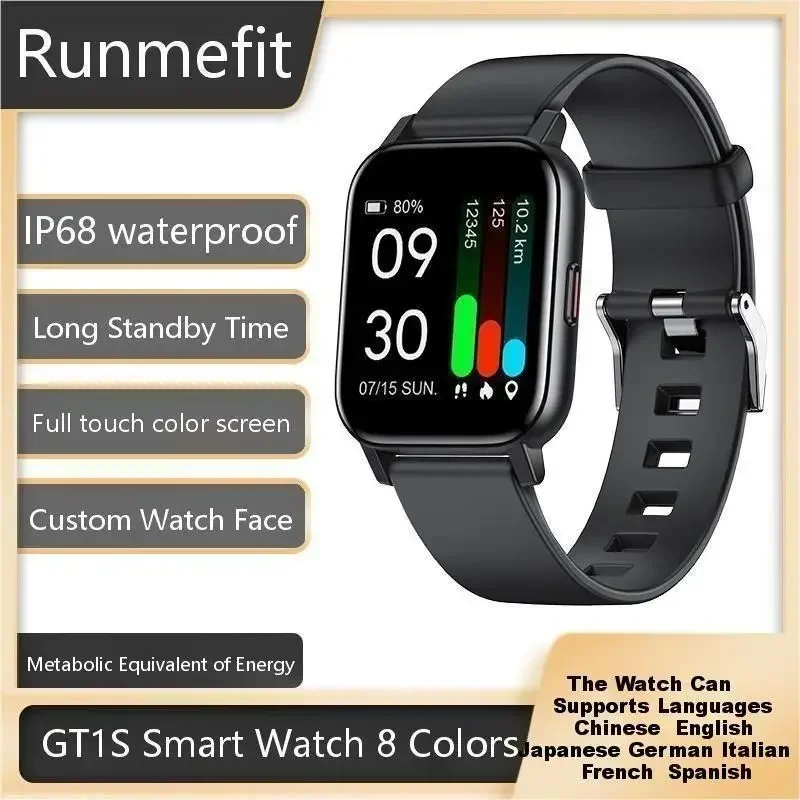 GTS1 Sports Smart Watch Men 1.3 Inch TFT Color Screen Healthy Monitor IP68 Waterproof Lightweight Multiple Functions Wristwatch