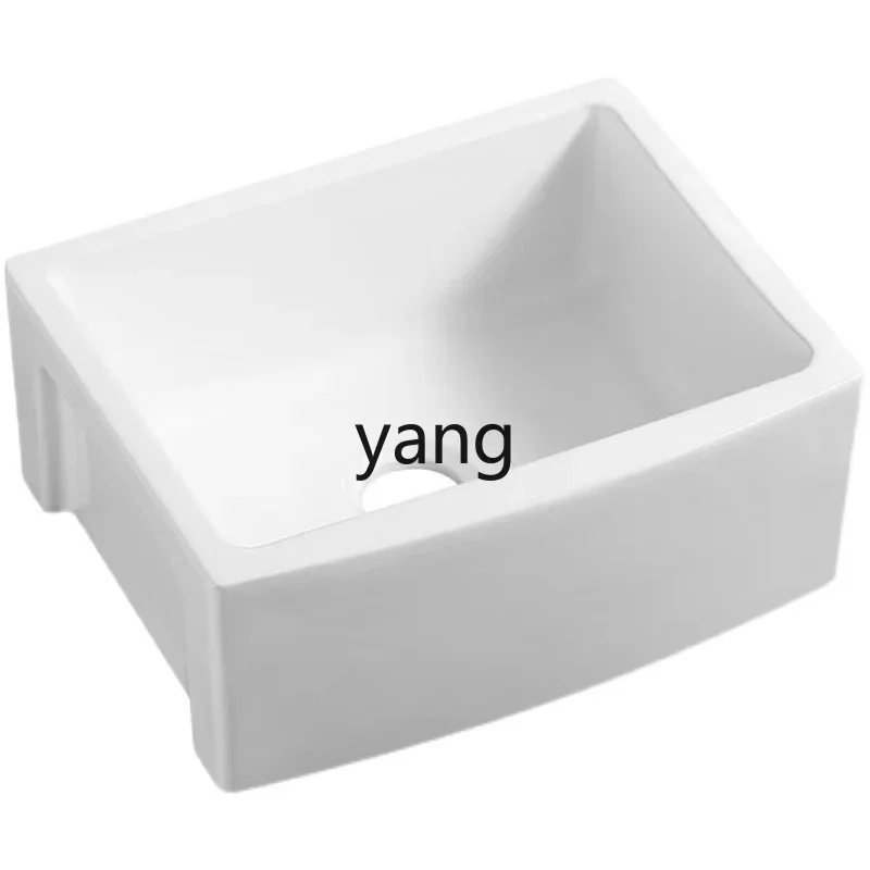 LH kitchen ceramic vegetable basin old-fashioned household sink semi-recessed front