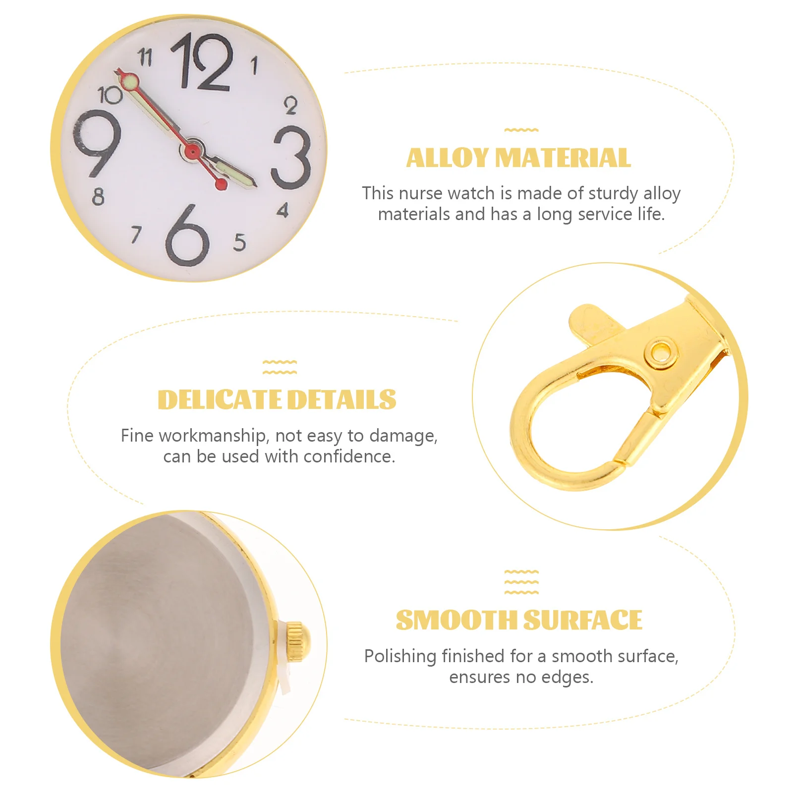 ساعة ممرضة معلقة من خليط معدني مع مشبك سلسلة مفاتيح على تصميم فكرة هدية للمحترفين الطبيين والممرضات
