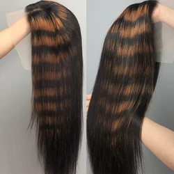 Straight 13x4 Highlight Colored Lace Frontal Wig 13x6 Zebra Brown Lace Front Human Hair Wigs For Women 4x4 5x5 Lace Closure Wig
