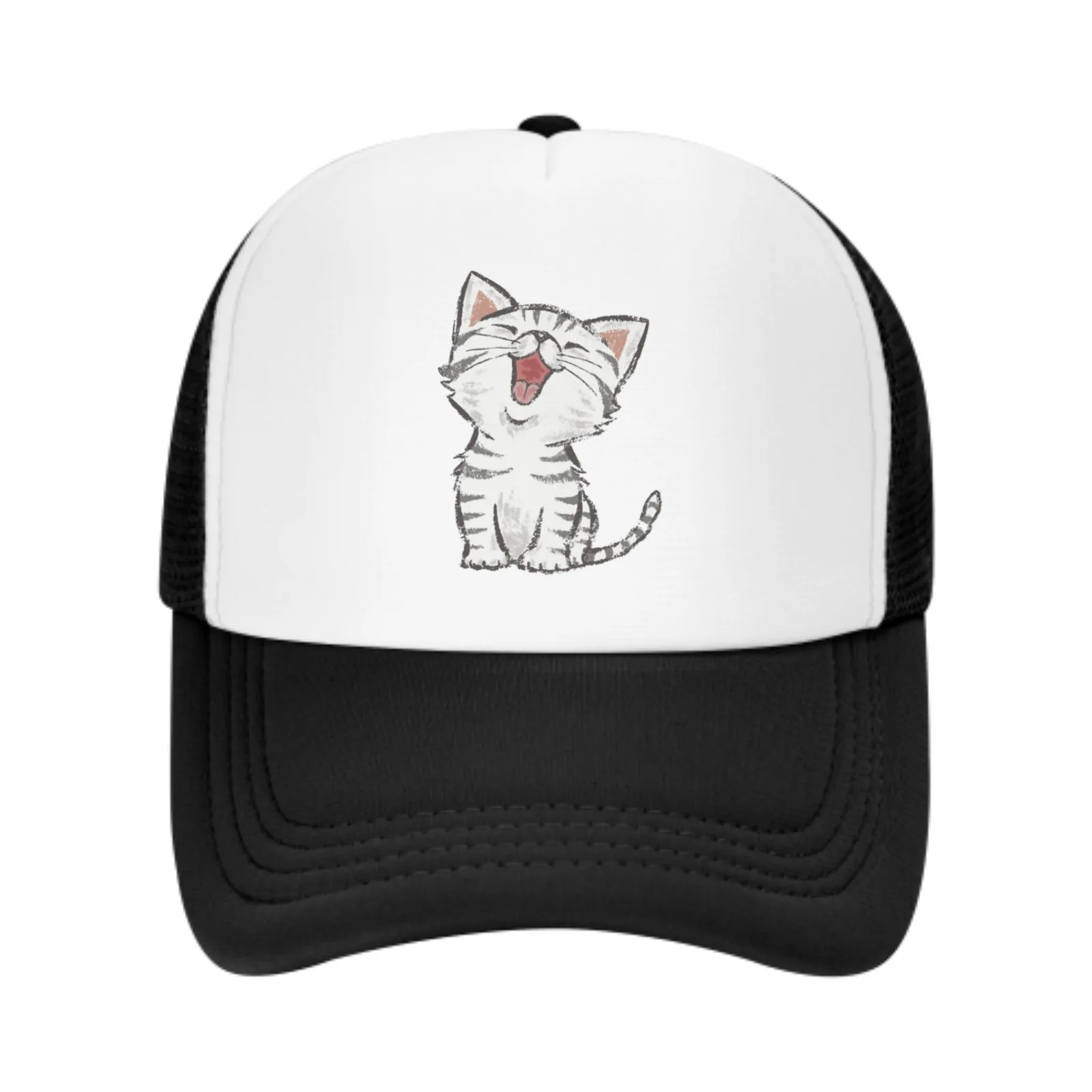 Unisex Cartoon Cat Baseball Cap, Trucker Mesh Hat, ajustável, esportes, respirável, moda, viagens diárias, homens, mulheres