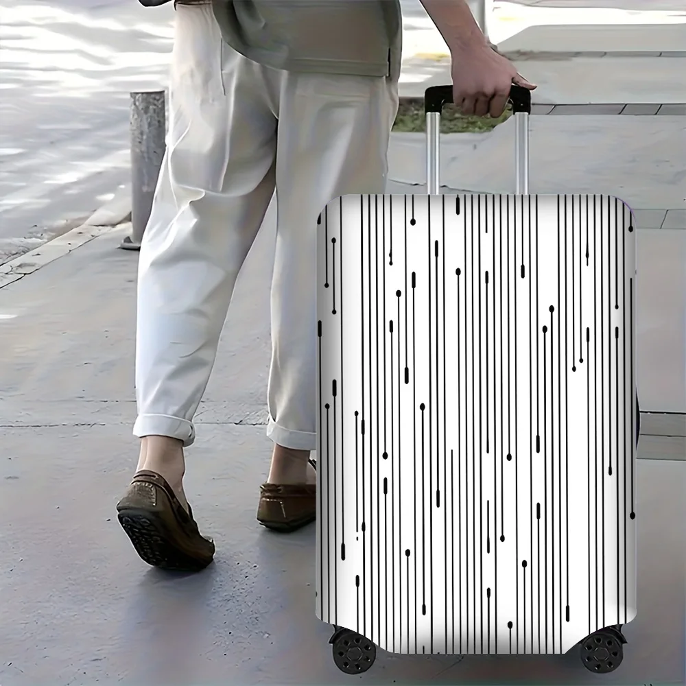 1PC Black and White Striped Luggage Cover for Luggage Sizes 18 – 32 Inches; Dust and Elastic Travel Accessories to Effectively P
