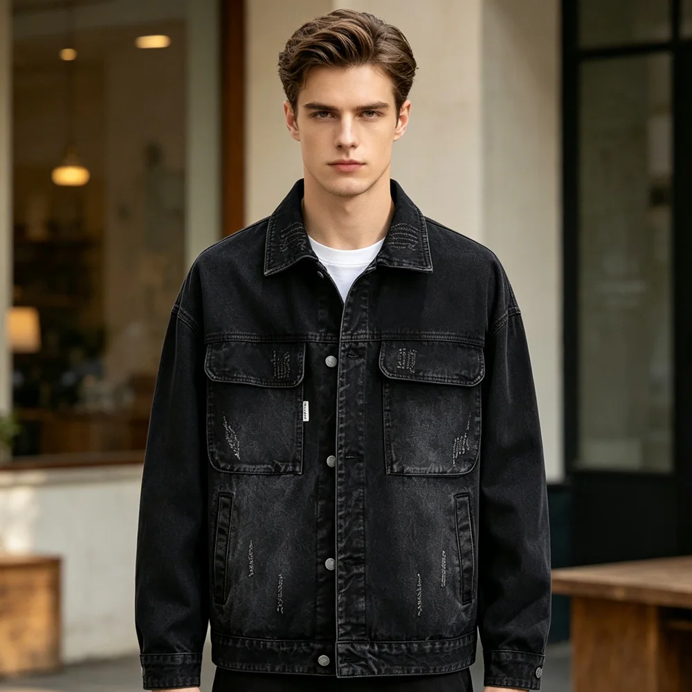 Spring Autumn Men's Denim Jackets Fashion Man Retro Streetwear Hip Hop Jeans Jackets Classic Men Loose Fit Cow Boy Jackets