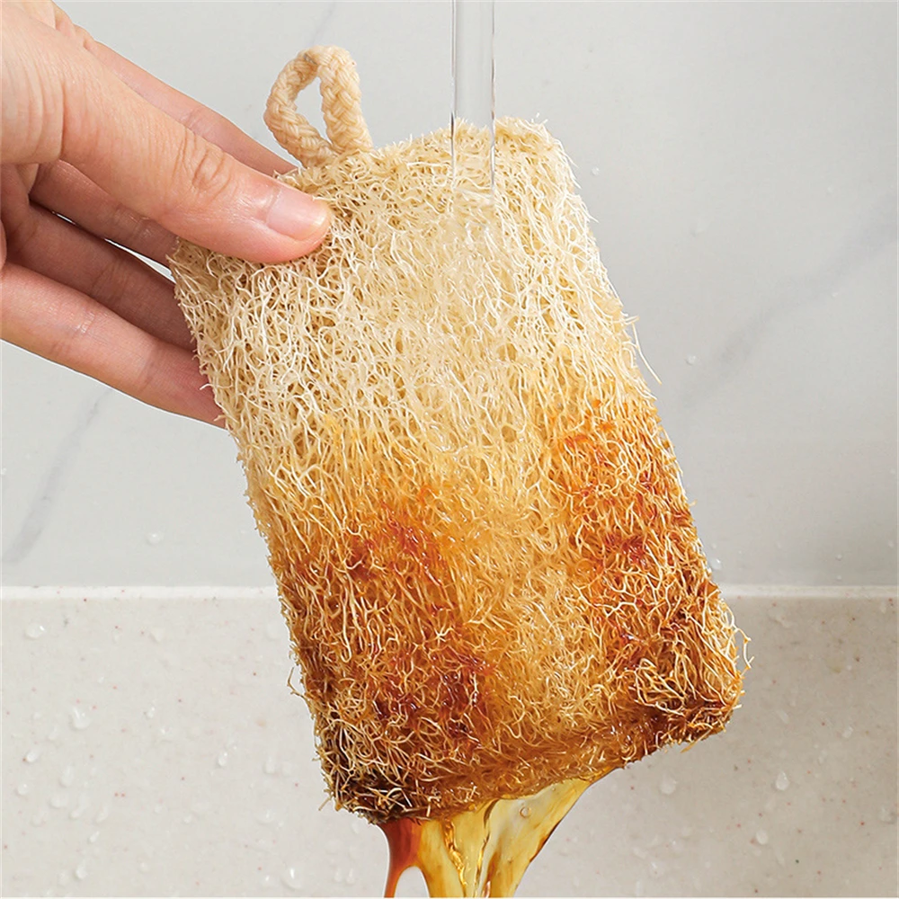 1Pc Microfiber Cleaning Cloth Natural Loofah Dishwashing Loofah Pulp Dishwashing Brush Loofah Pot Brush Dish Towel Scouring Pad