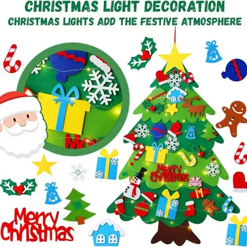 26/32PCS Christmas DIY Felt Christmas Tree Navidad New Year Christmas Ornament Santa Claus Parent Child Xmas Interactive Gift ﻿