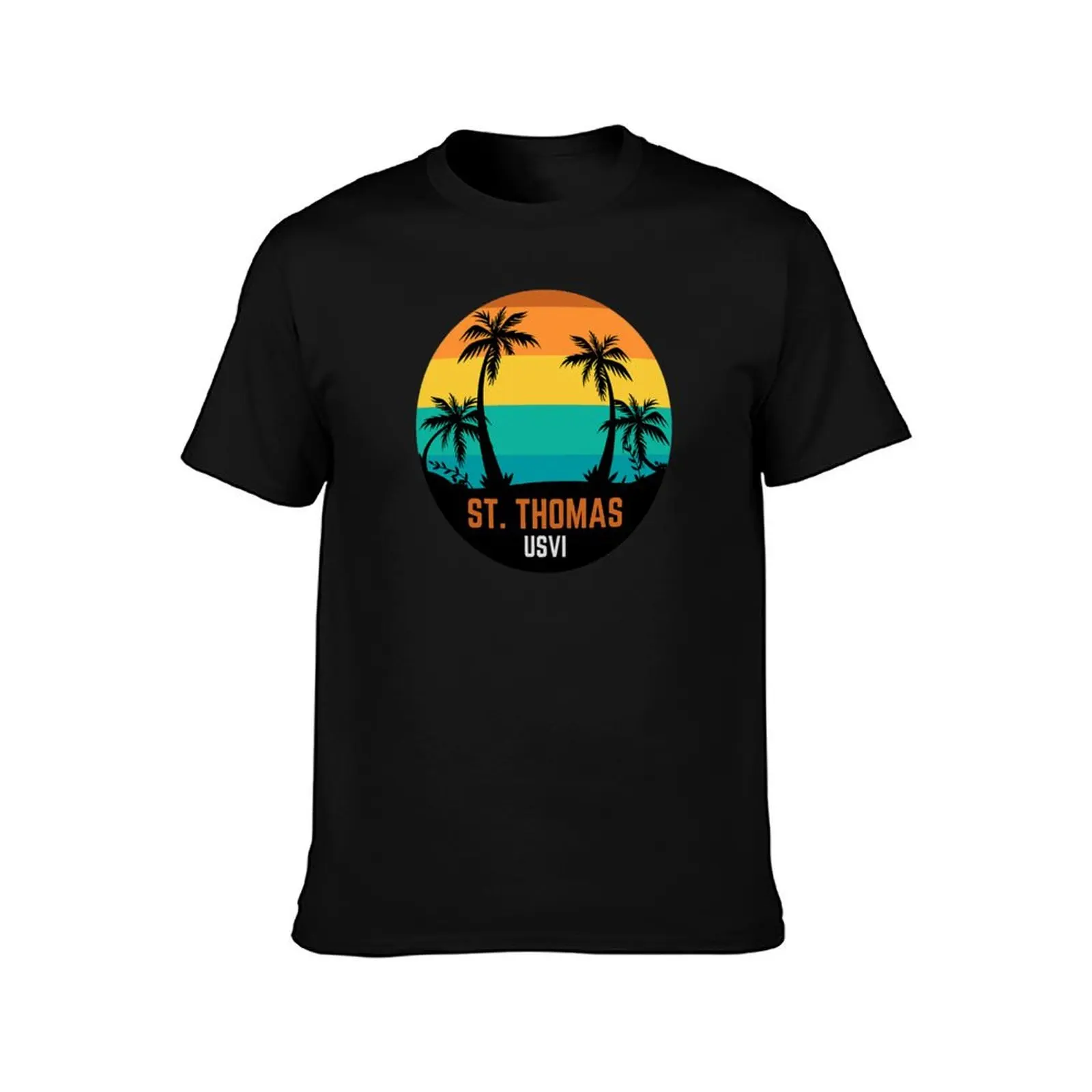 St Thomas USVI USA Vintage Souvenir with coconut trees T-Shirt cute clothes anime tshirt plain black t shirts men