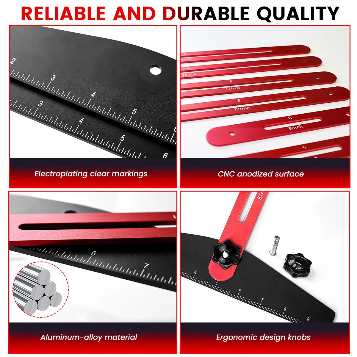 أداة قالب مداس الدرج - أداة قياس الخطوة مع مسطرة وزاوية - أدلة قطع أداة كاتب معالج 10.2 بوصة إلى 60 بوصة #4