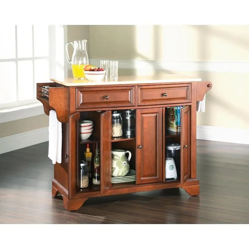 

Crosley Furniture Lafayette Full Size Kitchen Island with Natural Wood Top, Home Storage & Organization