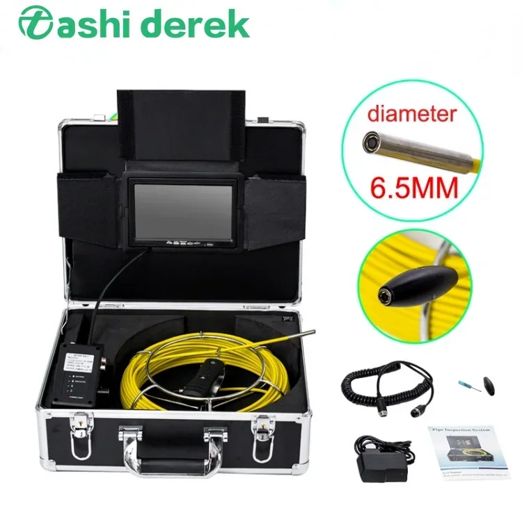 WP90C 30M Industrial Endoscope Sewer Pipe Inspection Camera 6.5mm 9inch Color TFT LCD Display button screen with 4500mAh Battery