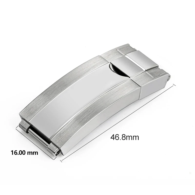 16mm Stainless Steel Buckle Watch Band Glidelock Clas Fine-tuning Pull Button Buckle Silver Folding Safety Clasp