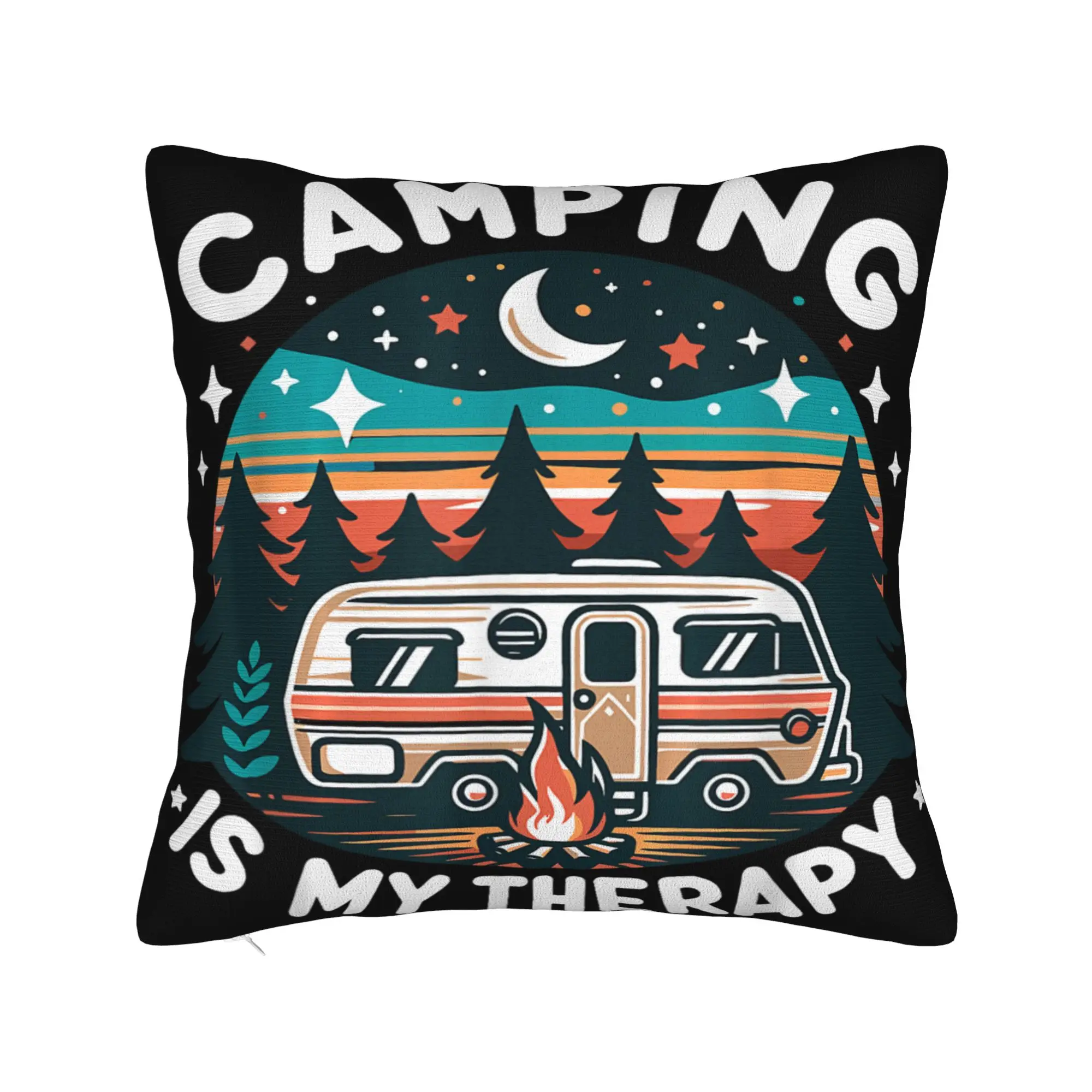 Camping is My Therapy Pillow Cover  Morden Pillow Case For Chair Sofa Home Decor Comfy Pillowcases Birthday Present