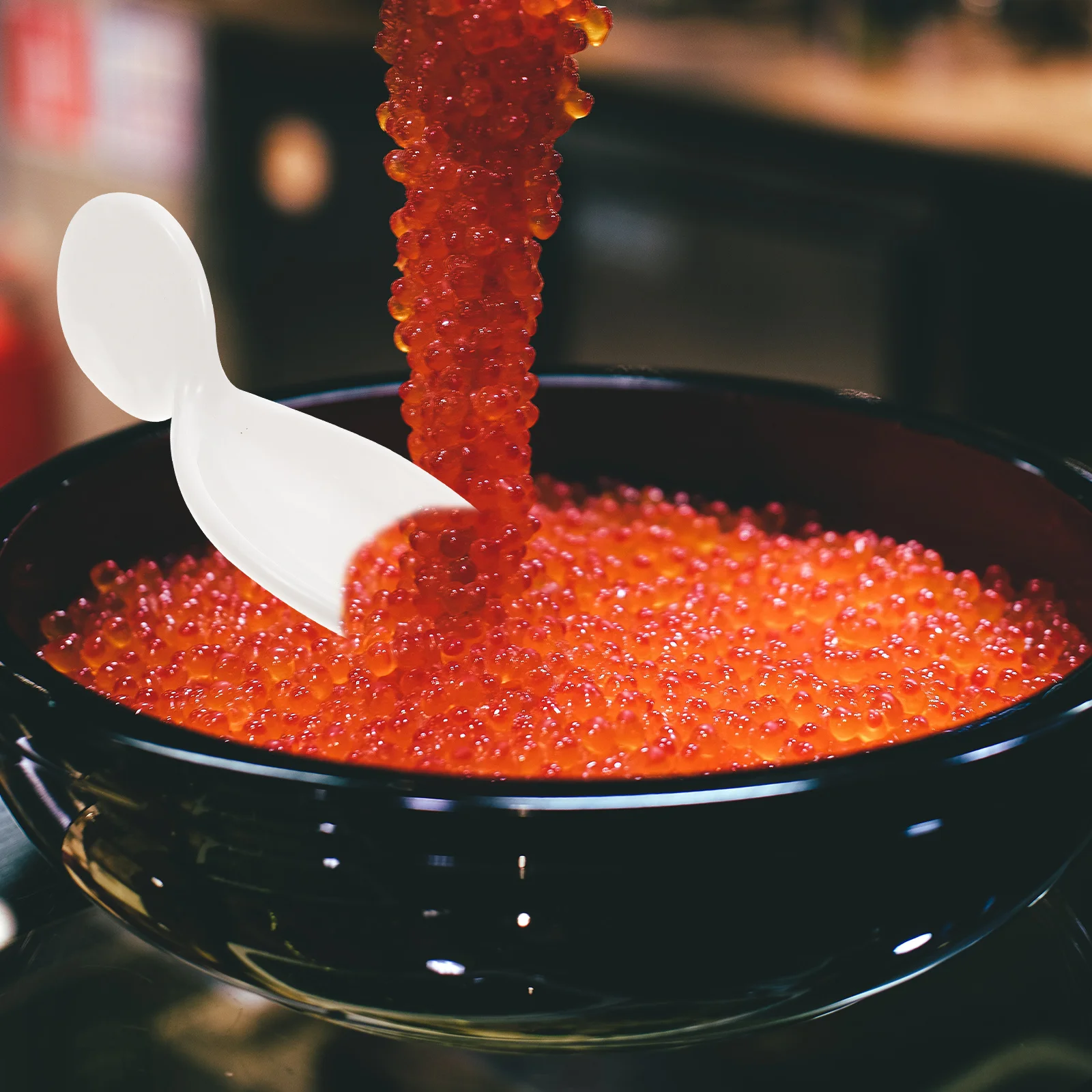 

1Pcs High-Quality Ceramic Serving Spoon Fine Craftsmanship Caviar Spoon for Home Black Truffle Dish Goose Liver Presentation