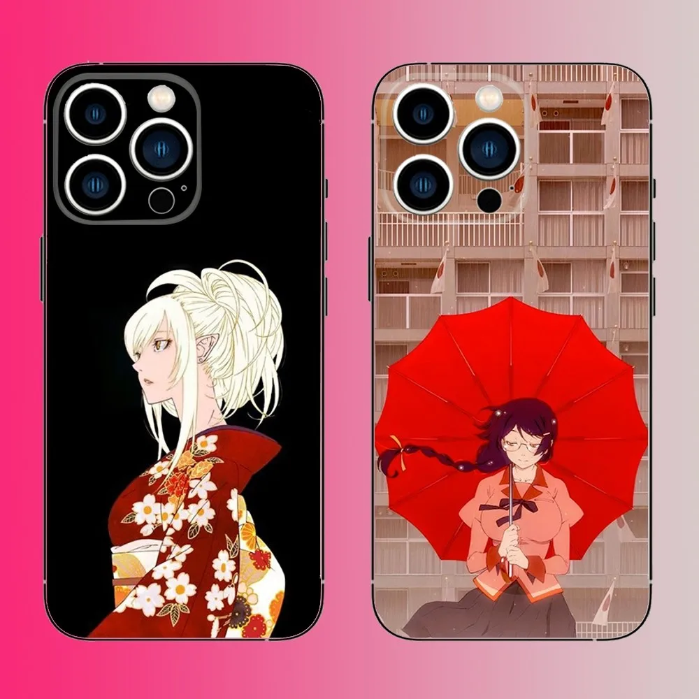 M-Monogatari Series Anime Phone Case For iPhone 16,15,14,13,12,11,Pro,Max,Plus,Mini,X,XS,XR,8,7,6,S,SE Soft Black Case