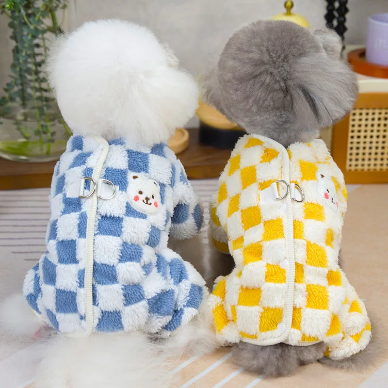 

Fleece Dog Clothes Winter Warm Pet Jumpsuit Pajamas 4-Legs D-Ring Pyjamas Suit For Small Medium Dogs Chihuahua Puppy Overalls XL