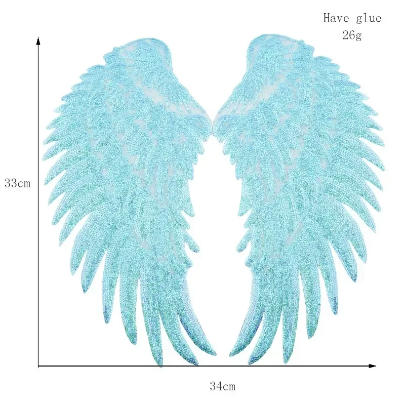 1 Pair Large Sequin Wing Patch Sequins Angel Wings Patches Sewing Patches for Clothing Feather Patch for T-shirt Dress Hoodies