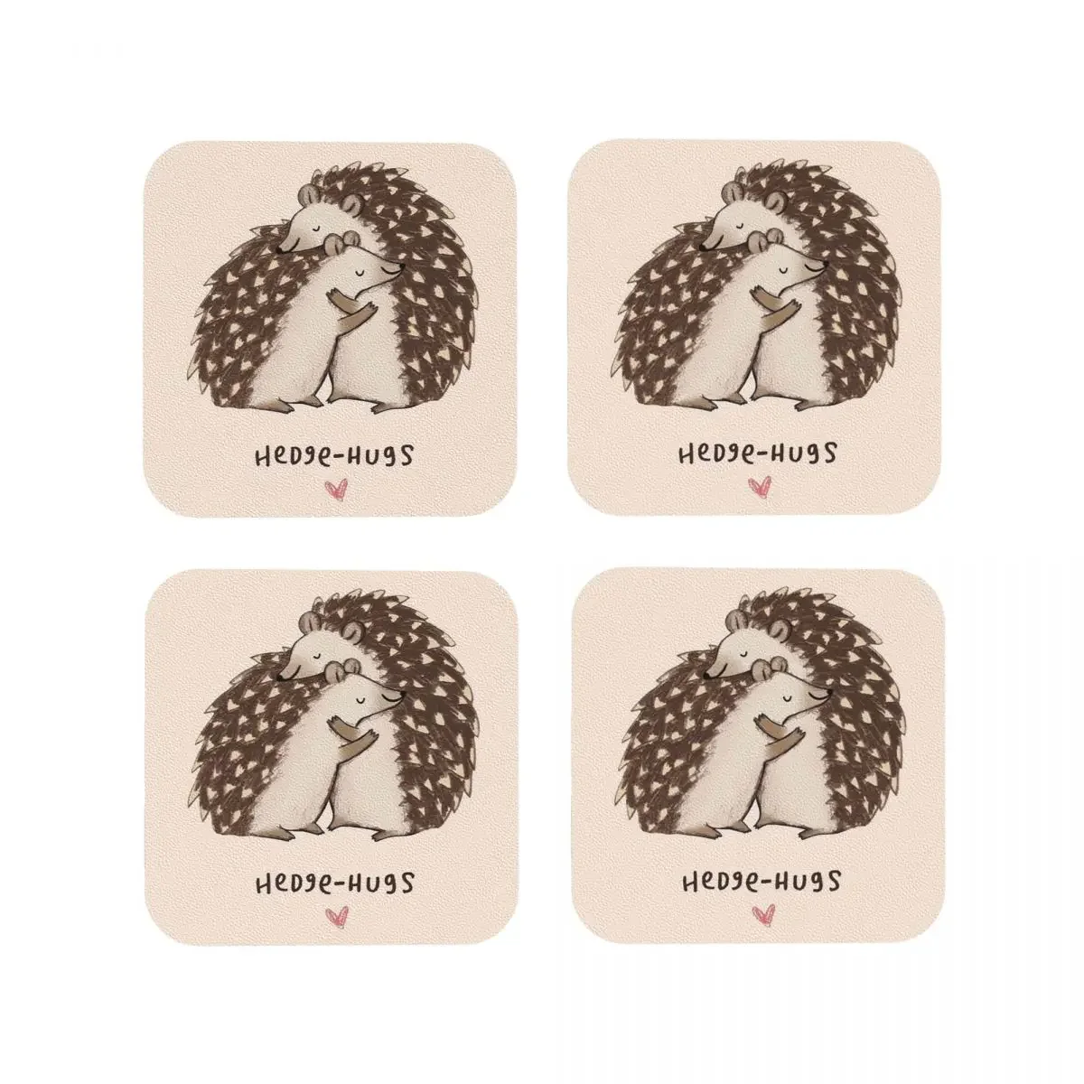 Hedge-hug Coasters Kitchen Placemats Waterproof Insulation Cup Coffee Mats For Decor Home Tableware Pads Set of 4