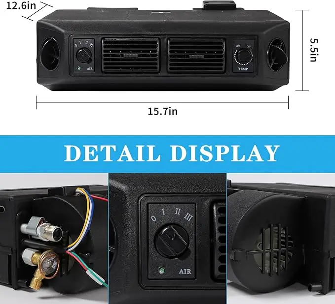 TELCOOL 24V Car AC Kit System Under Dash Electric A/C Cooling & Heating Use for Trucks RVs Vans Sedans Vintage Cars & Excavators