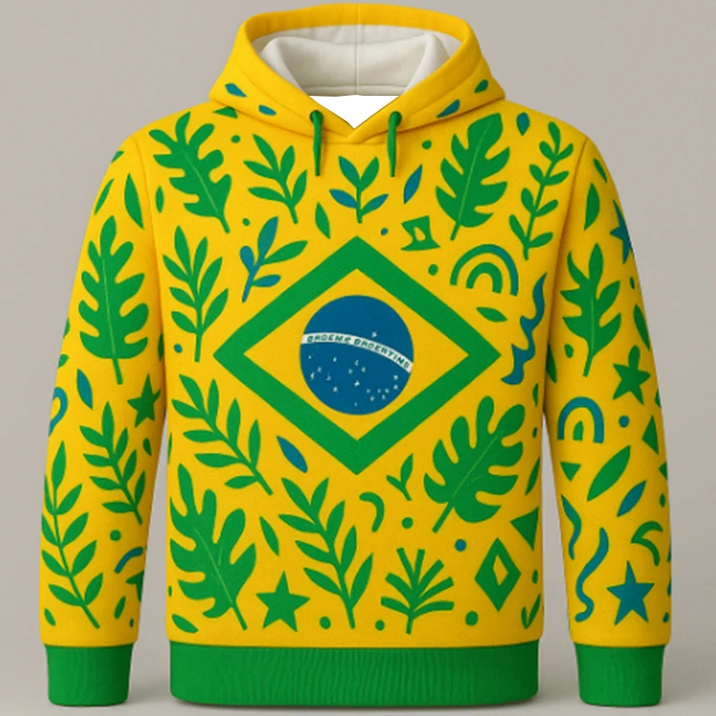 

New Trendy 3D Adult Hoodie With a Novel Brazilian Style Pattern Long Sleeved Casual Hoodie With Pockets For Daily Wear
