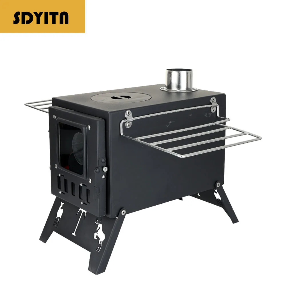 Malti-Functional Stainless Steel All-in-One Camping Stove with Wood Fire Heater and BBQ for Outdoor and Home Use