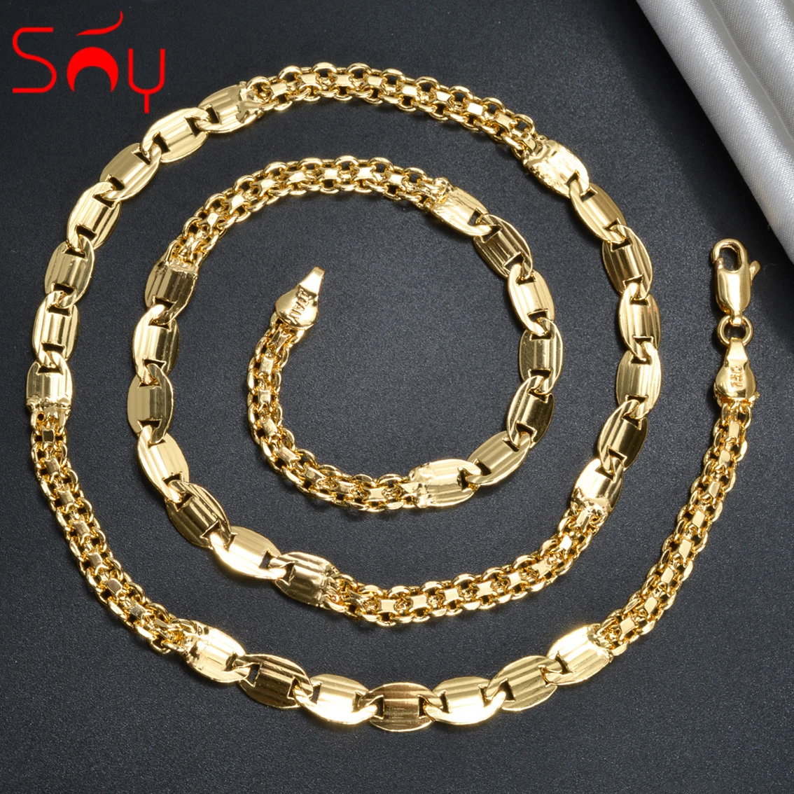 

Солнечные ювелирные изделия Модные ювелирные изделия звеньевая цепь ожерелье в стиле панк эффектное ожерелье Женская Цепочка Из Дубая золотого цвета геометрической формы для женского подарка