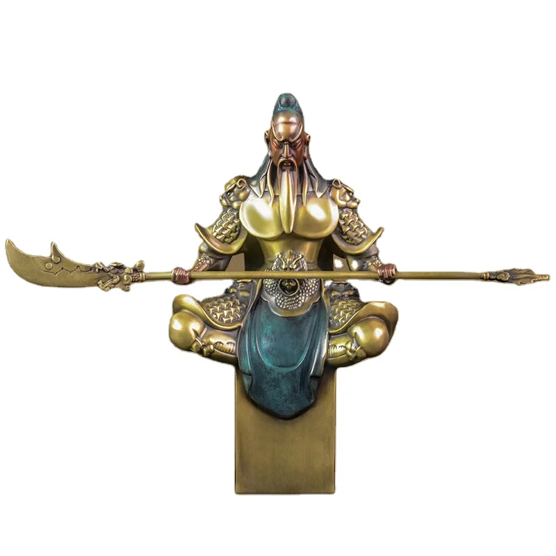 Dropship Wholesale Home Decor Zen Style Bronze Brass Guan Yu Figurines 12 Inch Statues