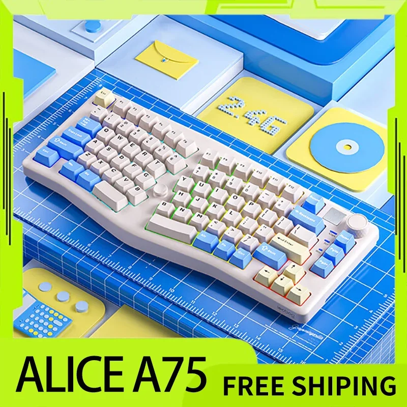 

Leobog Alice A75 Wireless Mechanical Keyboard Tri-Mode Hot Swap Rgb Top Structure Custom With Knob Gamer Keyboard For Pc Desktop