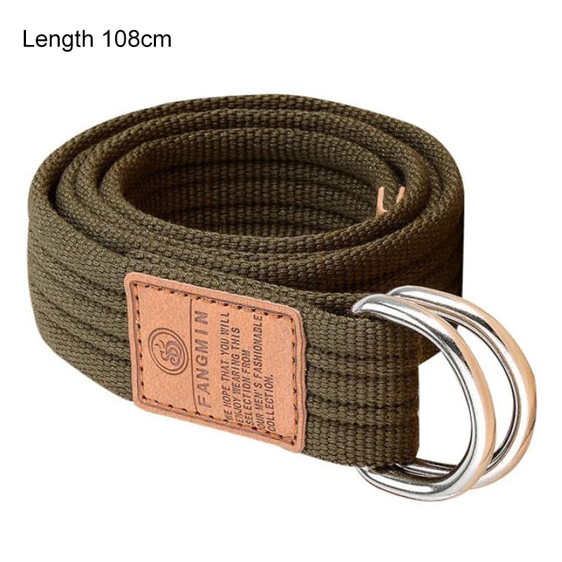 Canvas Men Belt High Quality Unisex Double D-ring Buckle Waistband Casual Canvas Female Belt Fabric For Jeans Waistband