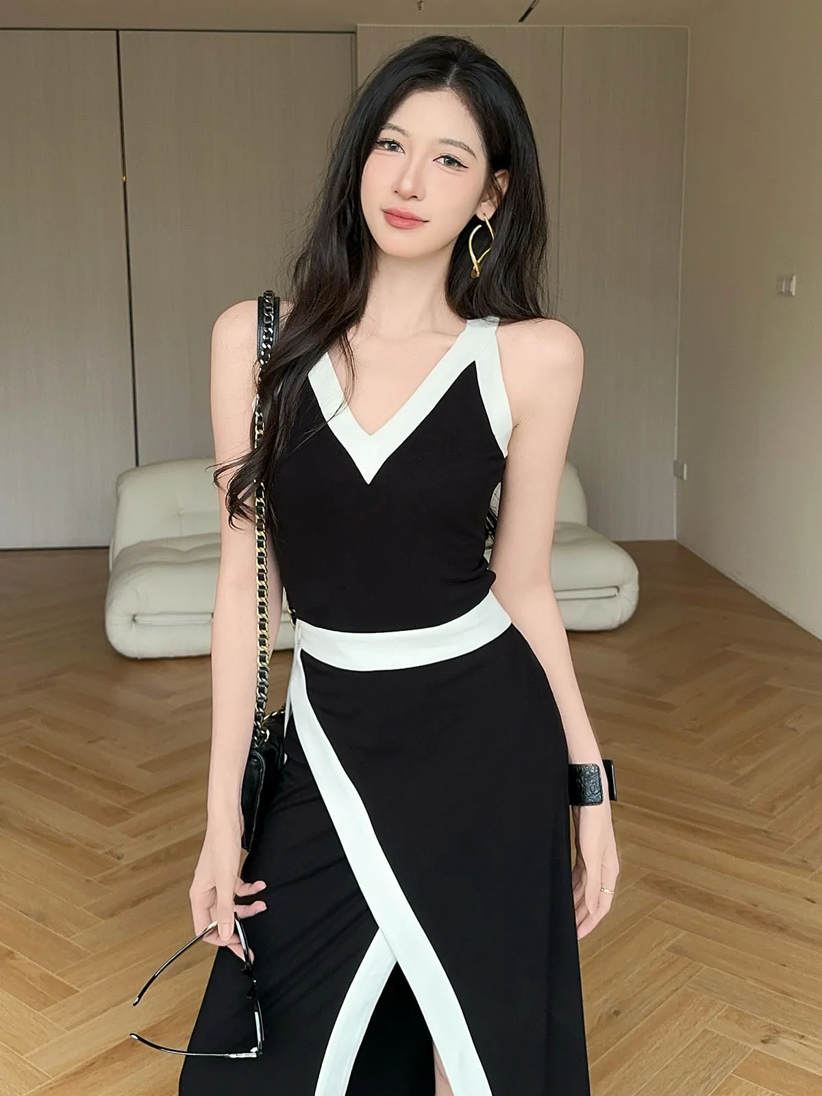 

JiJinqi Women's Slim Fit Tank Top Summer Outerwear Commute Color Blo Splice Strap Vest Casual Versatile Faionable