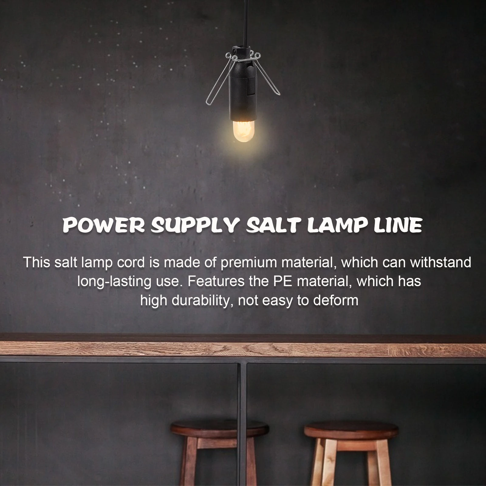

Salt Cord for E12 Socket Crystal Lamp Power Replacement Light Plug Cord PE Material Practical Use Night Lamp