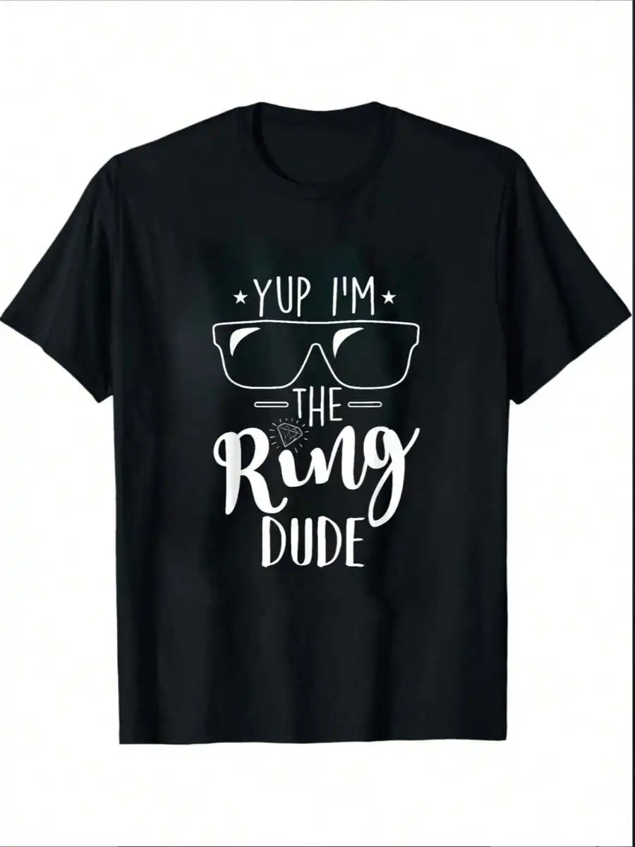 Boys 'Yes, I Am The Ring Bearer' T-Shirt - Black With White Design, Short Sleeve, Crew Neck, Spring/Summer Essential, Machine Wa