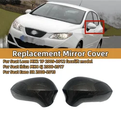 2PCS Replacement Car Side Rearview Mirror Covers Cap For Seat Leon MK2 1P Ibiza MK4 6J Exeo 3R 2008-2017 Mirror Case Accessories