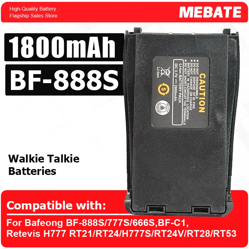 

For BAOFENG Walkie Talkie BF-888S Pro Original Li-ion Battery High Capacity Support Type-C Charging For BF-888S/777S/666S Radios