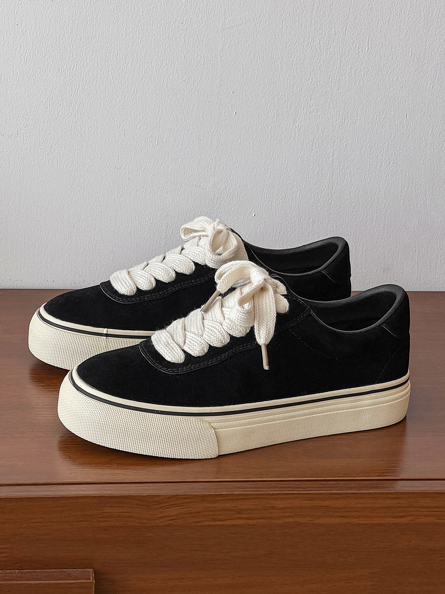 

Retro Bla Fce Skate oes Men's Original American Sle round Toe Flat Heel Rubber Outsole Breathable Me Lined Casual ...