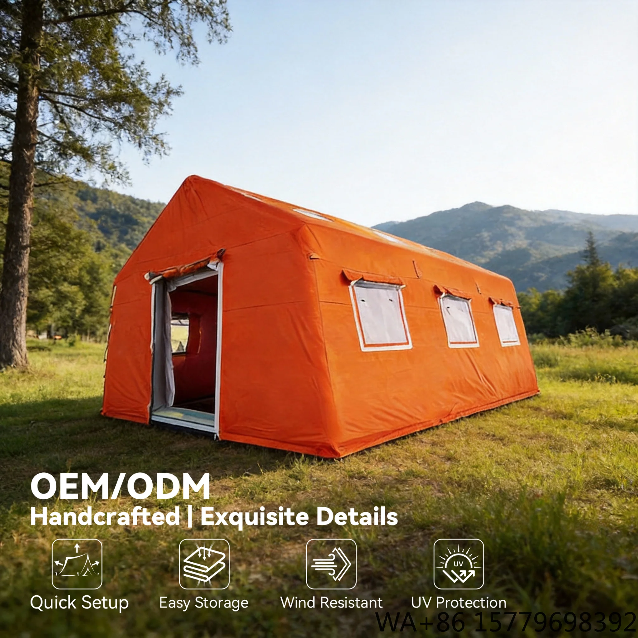 Luxury 420D Oxford Cloth Inflatable Tent 12.96 Sqm Double-layer Four-season Waterproof 3000+ Quick Setup Customizable Size