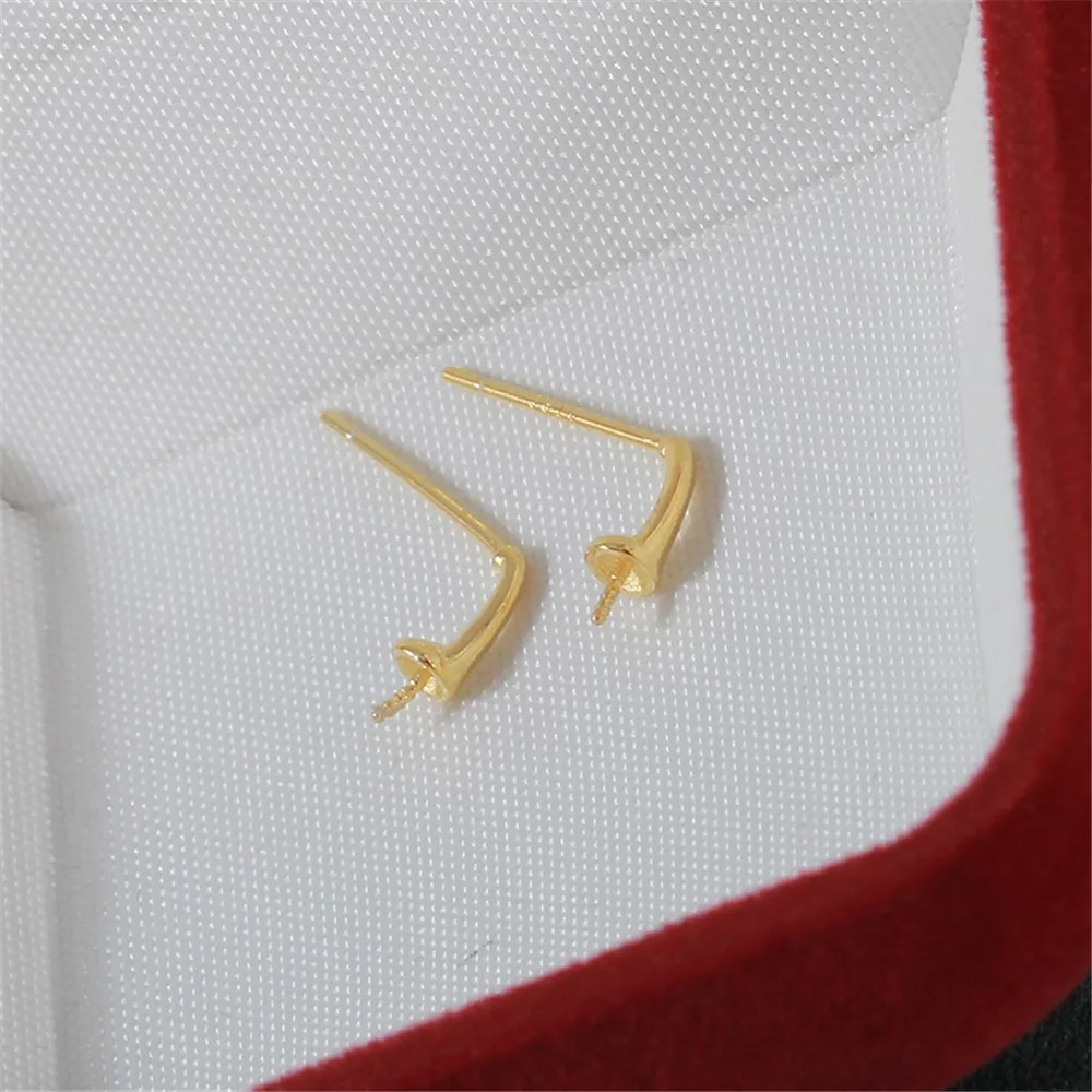 S925 Sterling Silver Pearl Earring Settings DIY Jewelry Making Supplies Blank Earring Posts for Handcrafted Accessories No Pearl