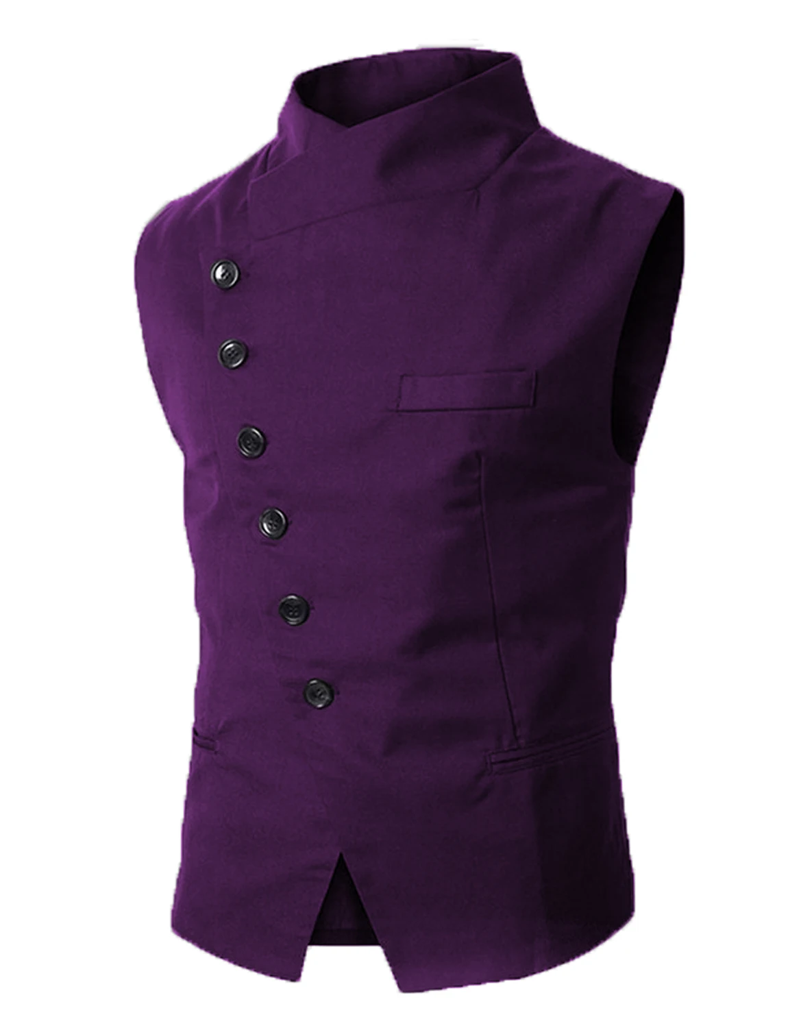 Gilet da uomo con colletto rialzato autunno senza maniche gilet Steampunk pronto da indossare