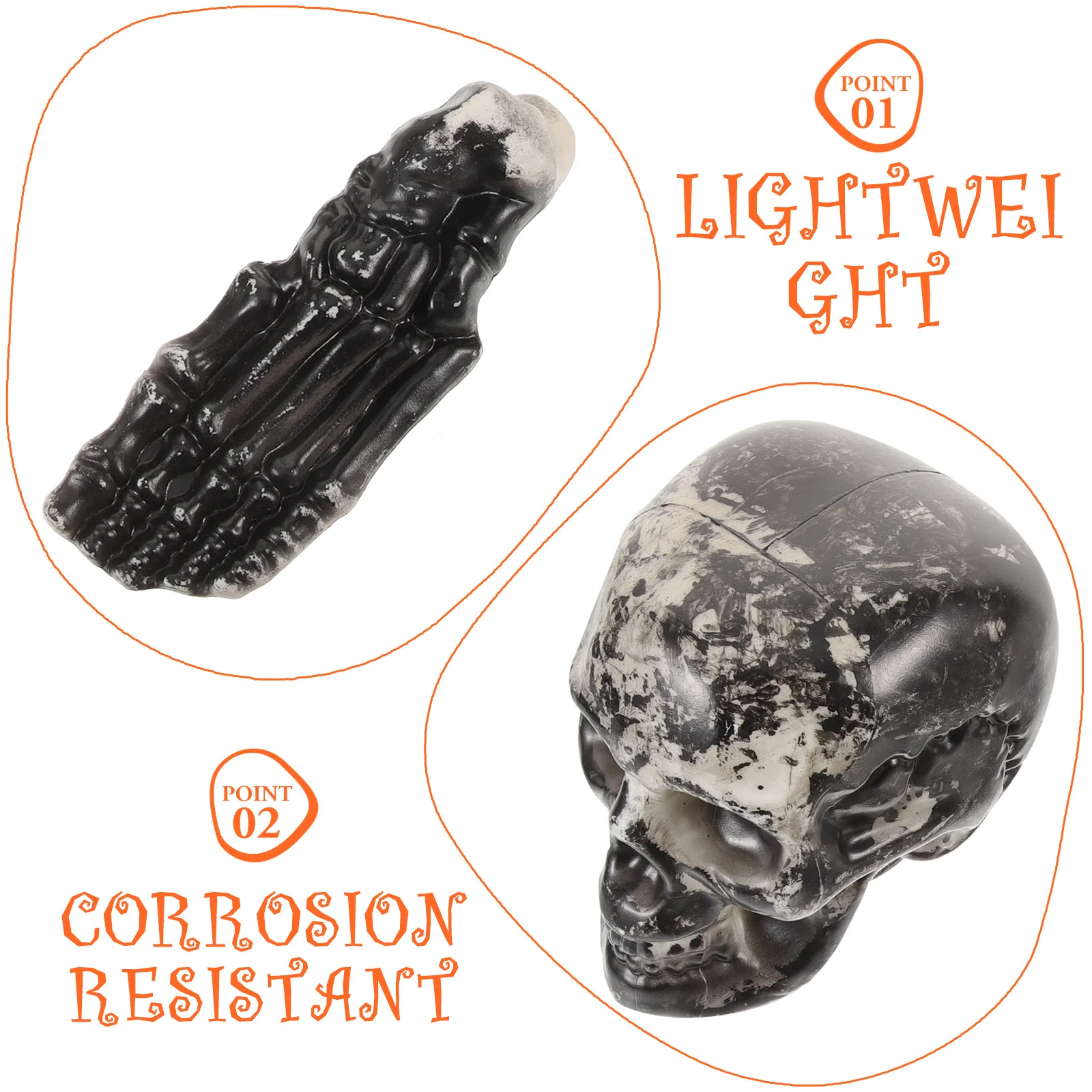 

6 шт. декор из ужасных костей, включая череп и ногу, реалистичный пластик для вечеринки в честь Хэллоуина, жуткий атмосферный декоративный реквизит