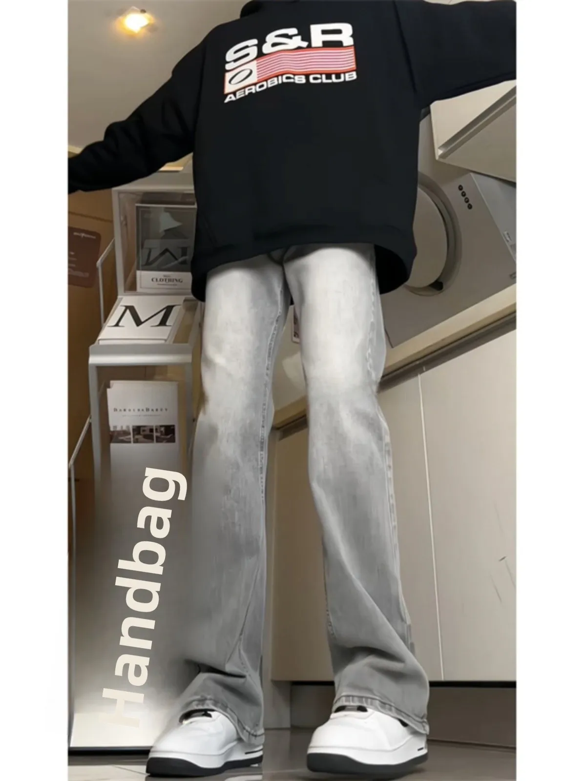 الرجعية الأمريكية Sle الرجال الجينز مستقيم الساق عادية سليم صالح ربيع الخريف شارع العليا Faion السراويل الطويلة العصرية