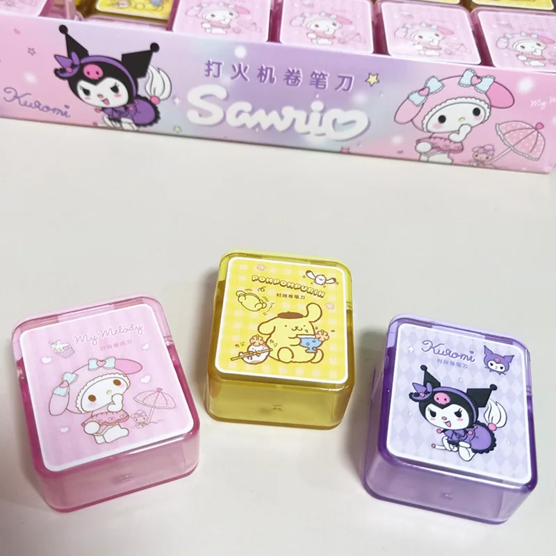 36pcs Sanrio Pencil Sharpener Hello Kitty Kuromi Cinnamoroll Pencil Cutting Machine Student School Office Stationery Wholesale