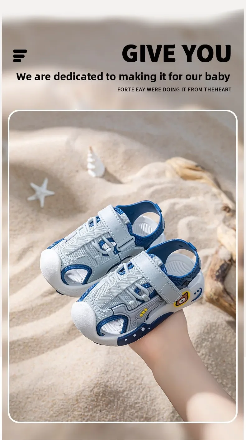2026 Neue Sommer Jungen Zehensandalen Weiche Sohle Rutschfeste Kinder Baby Weichsohlen-Klettverschluss Strandschuhe Kleinkindsandalen – Detail 6