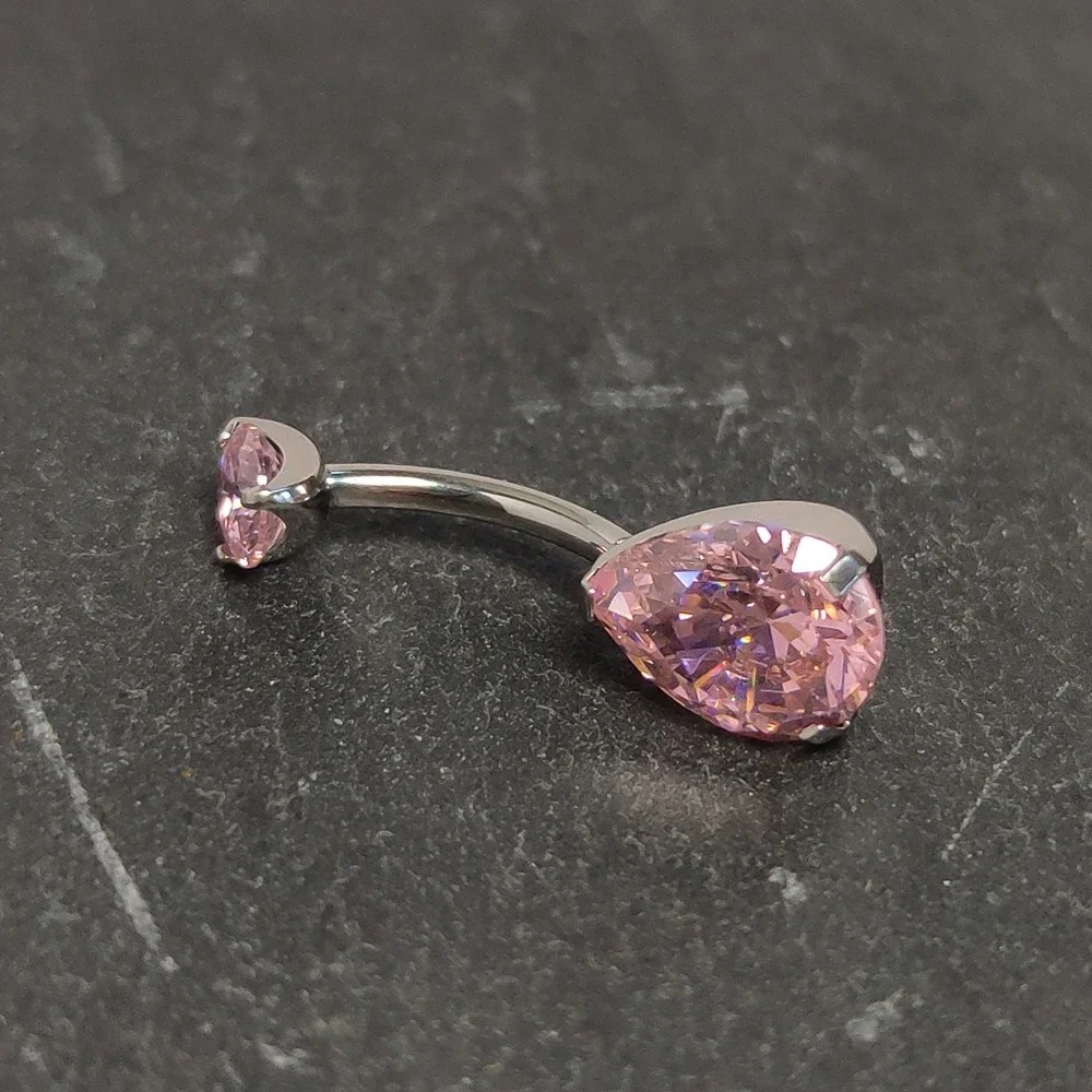 F136 Titanium Zircon Belly Button Rings Prong Water Drop CZ Navel Piercing Curved Daith Helix septum Banana Sexy Body Jewelry