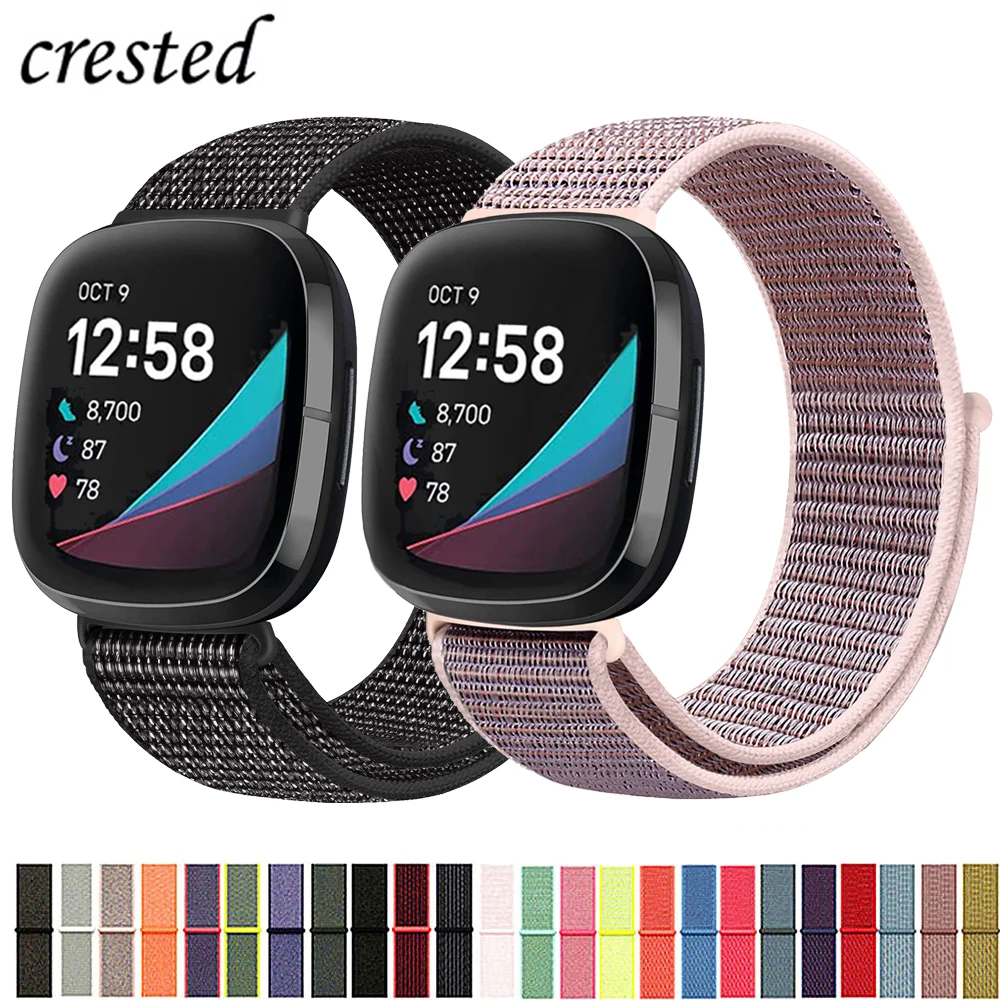 Correa de nailon para Fitbit Versa 3 4 bandas, repuesto de reloj inteligente, Correa deportiva suave y transpirable, pulsera Fitbit Sense 2