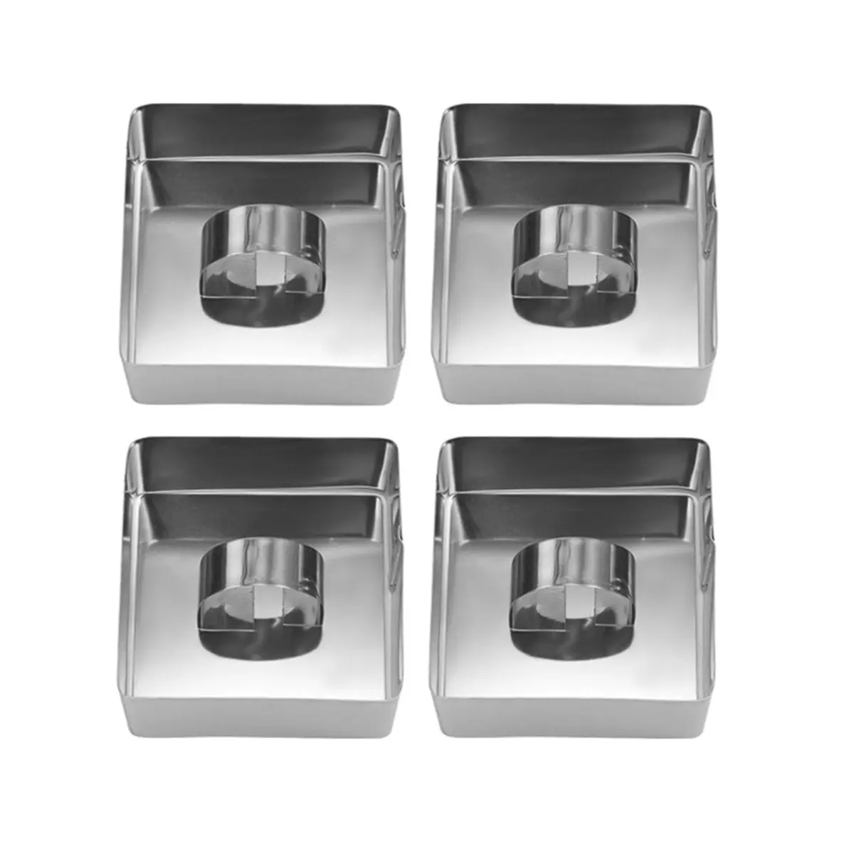 2026 New Square Cake Ring Mold, Stainless Steel, with Pusher and 4 Food Form, for Pancake, Crumpet, Salad, Mousse, Tuna Tartare