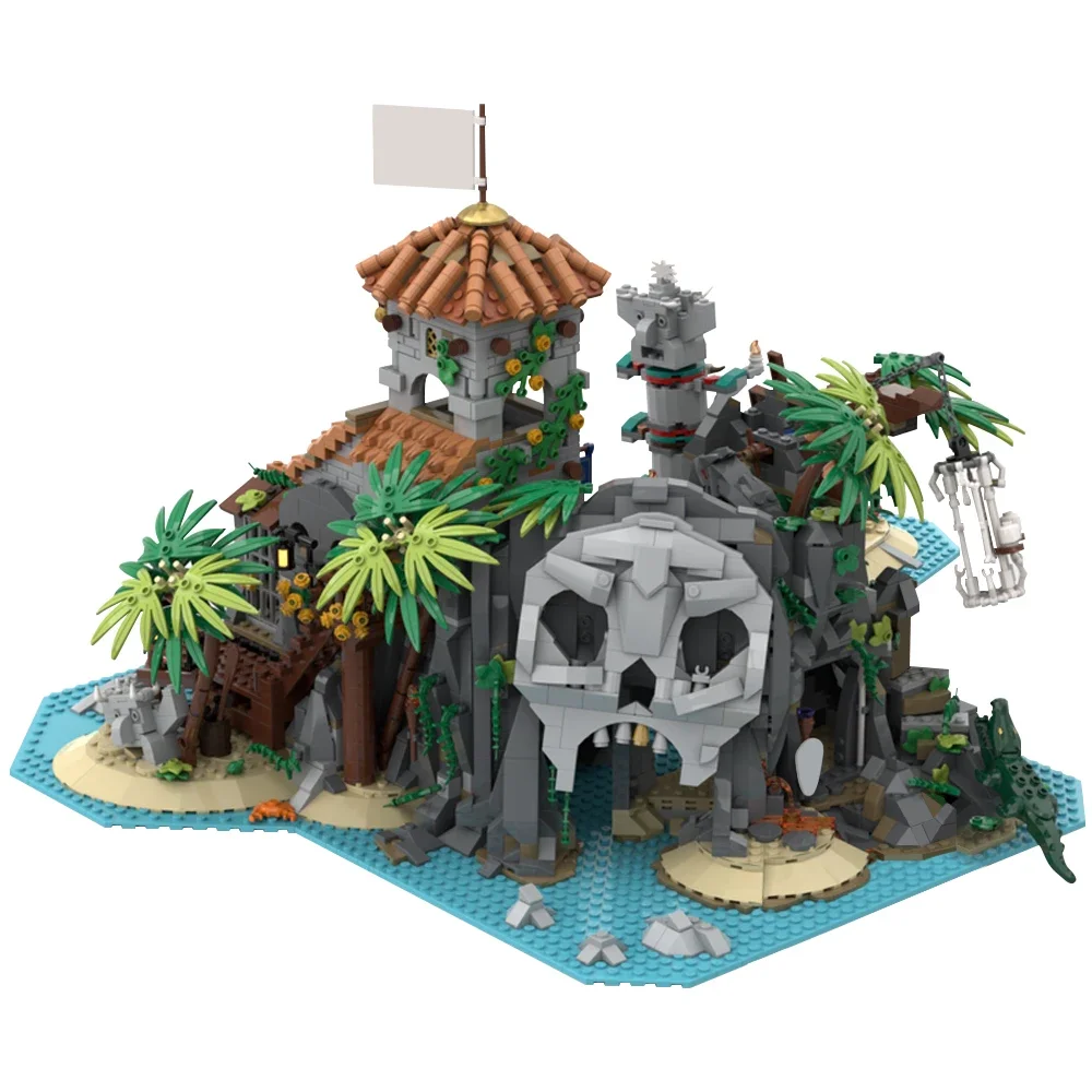 MOC Treasure Island Pirates of Barracudas Bay Building Block Set Pirate Captain Model Creativity Island Building Toy Kids Gift